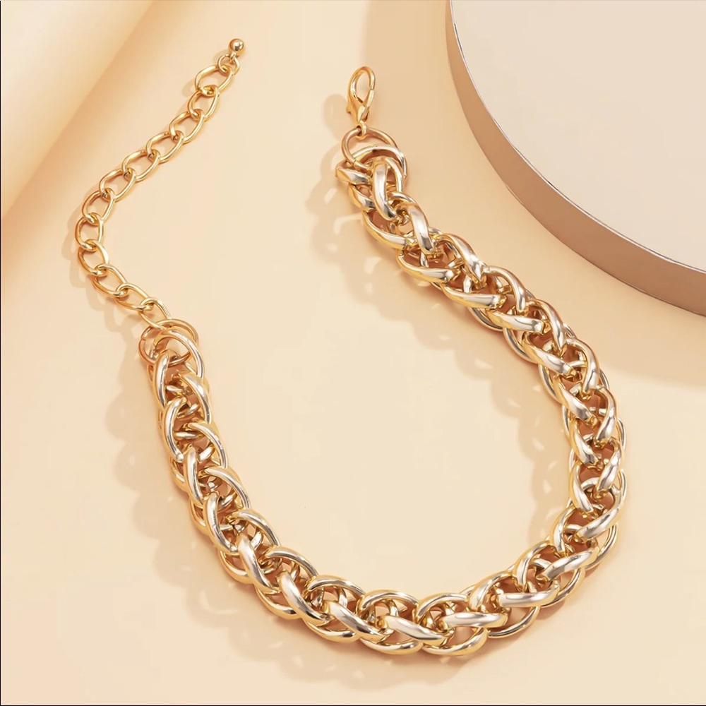 NEW 18K GOLD CHUNKY CHOKER NECKLACE - Picture 5 of 6